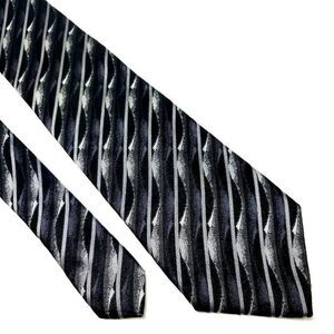 Pierre Cardin‎ Silk Tie Woven Gray Black Abstract Long